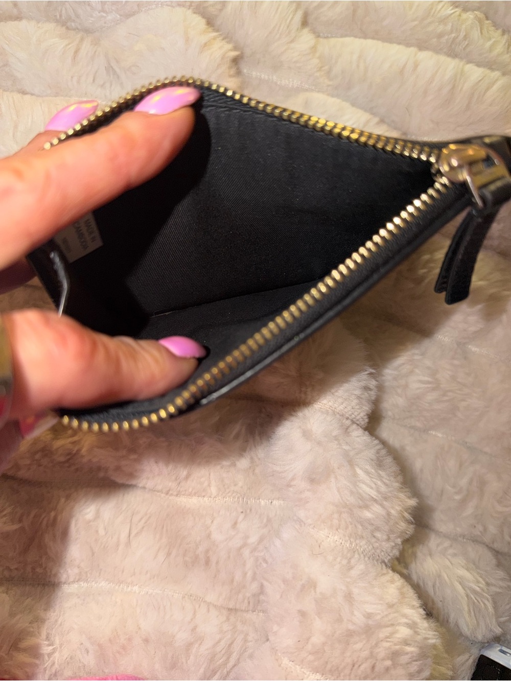 Tory Burch Black Leather Zip Pouch with Gold Hardware